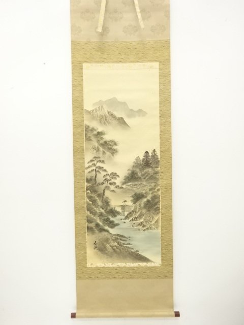 JAPANESE COLLECTIBLE / HANGING SCROLL BY SHUNKEI / LANDSCAPE / LIGHT C